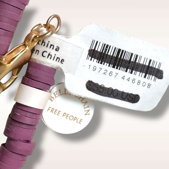 Free People Wanderin Belly Chain in Purple Puka Shell NWT Necklace Beach Summer - Picture 9 of 10